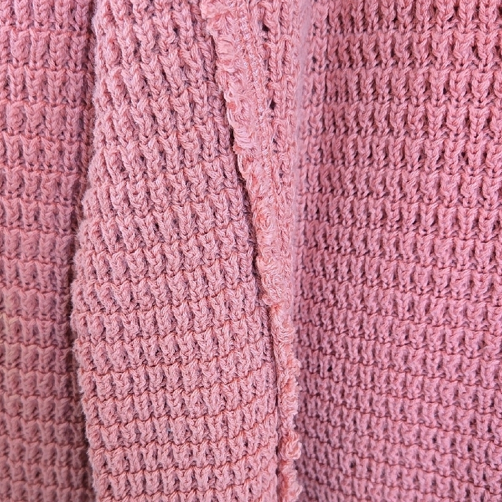 Free People Women's  Coral-Salmon Pink Cold Shoulder Knit Sweater Size M - Picture 10 of 16